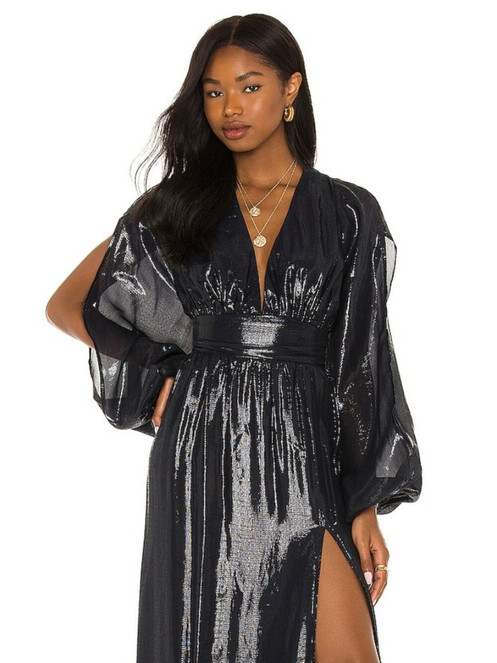 NWT House of Harlow 1960 x REVOLVE Imara Black Maxi Dress. SZ L - Picture 2 of 6